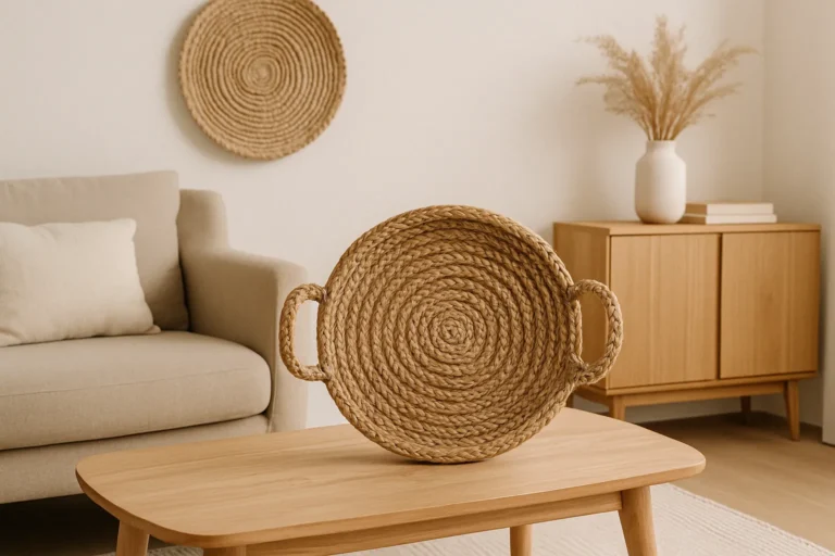 Decoração com Trançado de Rami em Peças Artesanais para Salas Escandinavas